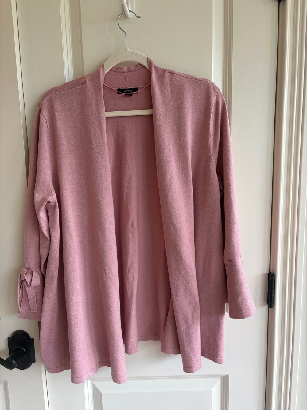 Alfani Soft Rose Open-Front Sweater with Sleeve Tie Size XL